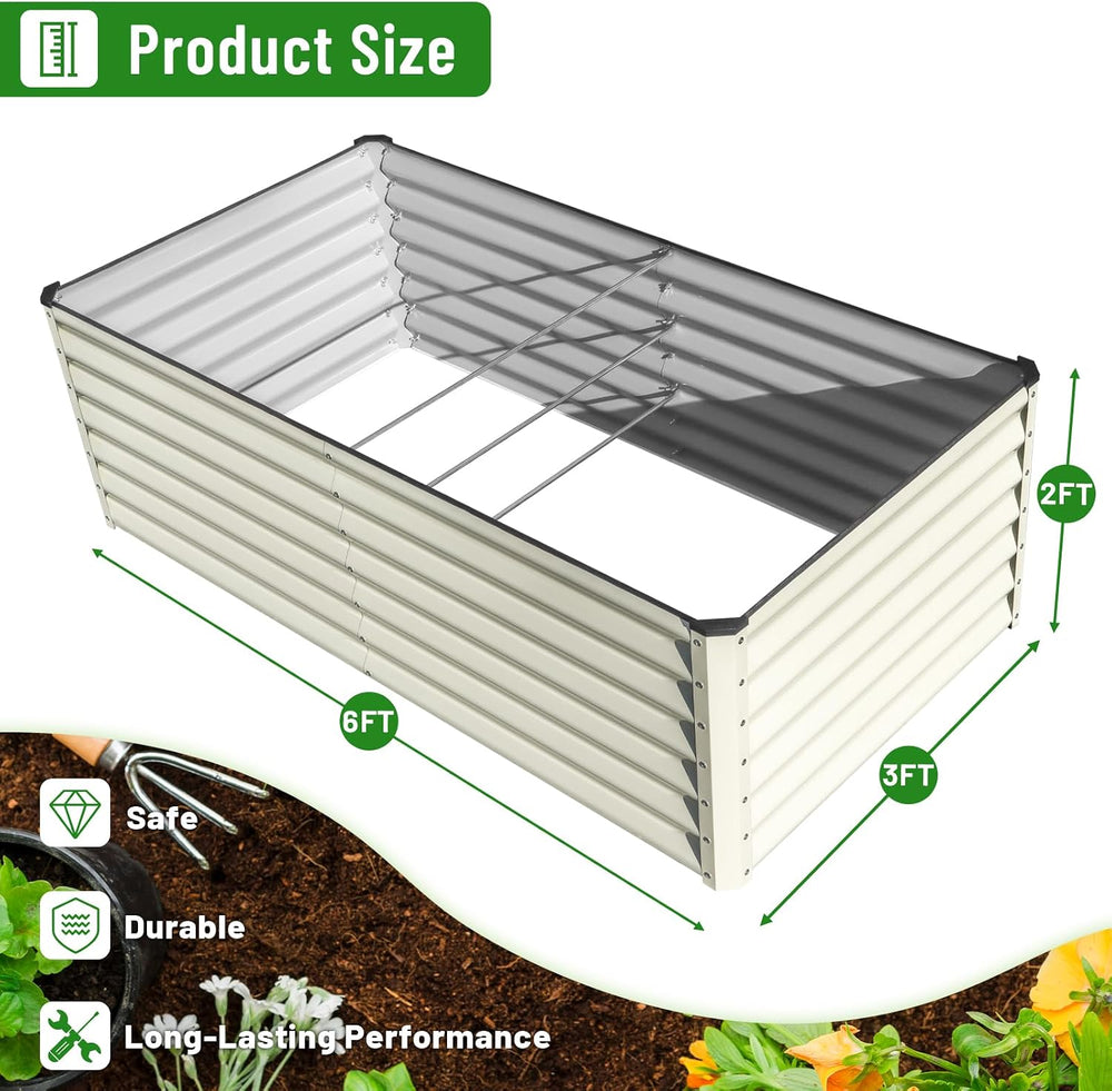 SnugNiture Galvanized Raised Garden Bed 6x3x2FT Outdoor Large Metal Planter B...