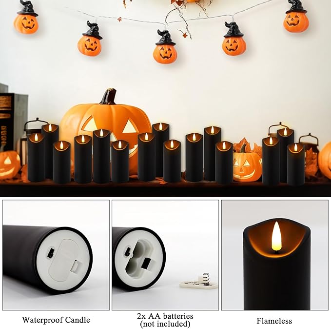 24 Pack Halloween Decoration Flickering Flameless Candles, Battery Operated L...