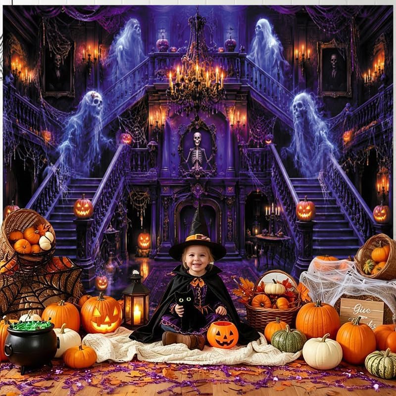 Leowefowa Halloween Spooky Medieval Castle Backdrop for Photography 10x8ft