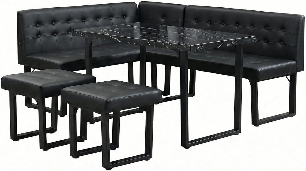 XIAO WEI Corner Dining Table Set for Small Spaces, 72 Inch Breakfast Nook wit...