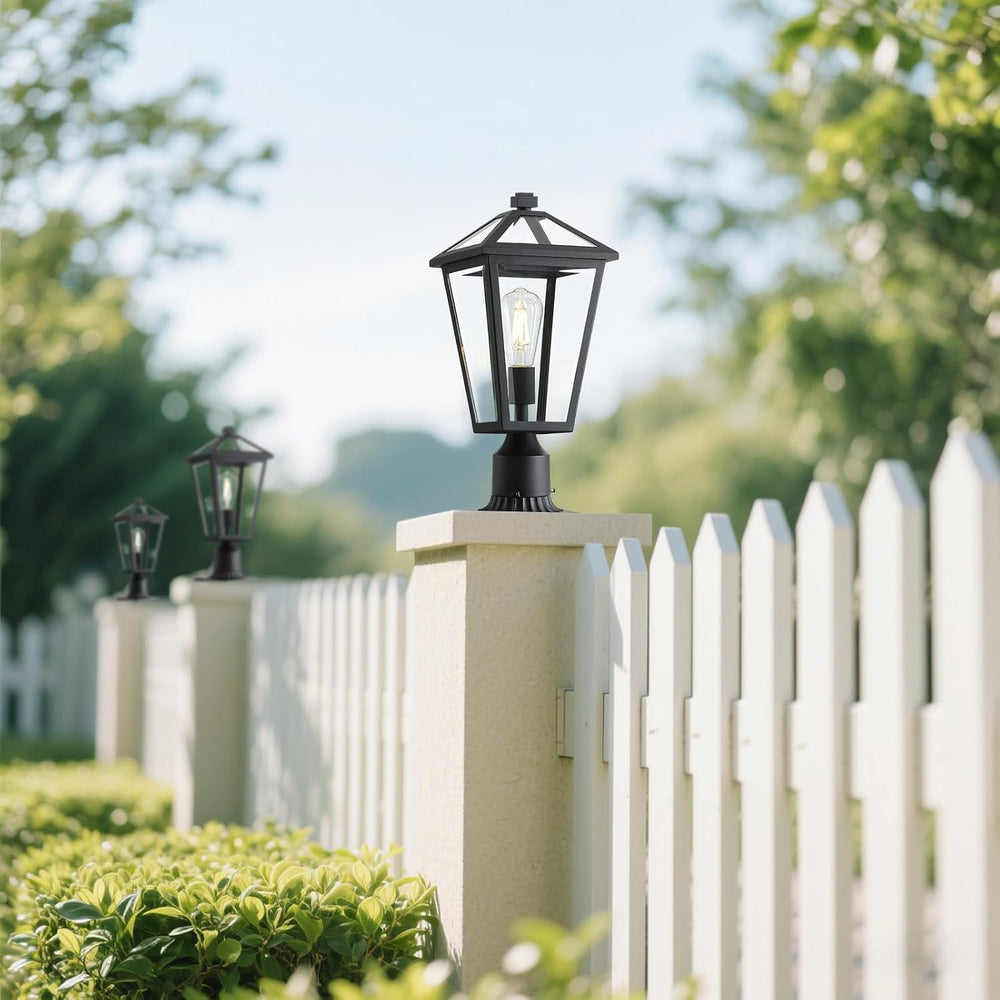 16.4in Outdoor Post Pole Light Modern Aluminum Exterior Pillar Lantern with C...