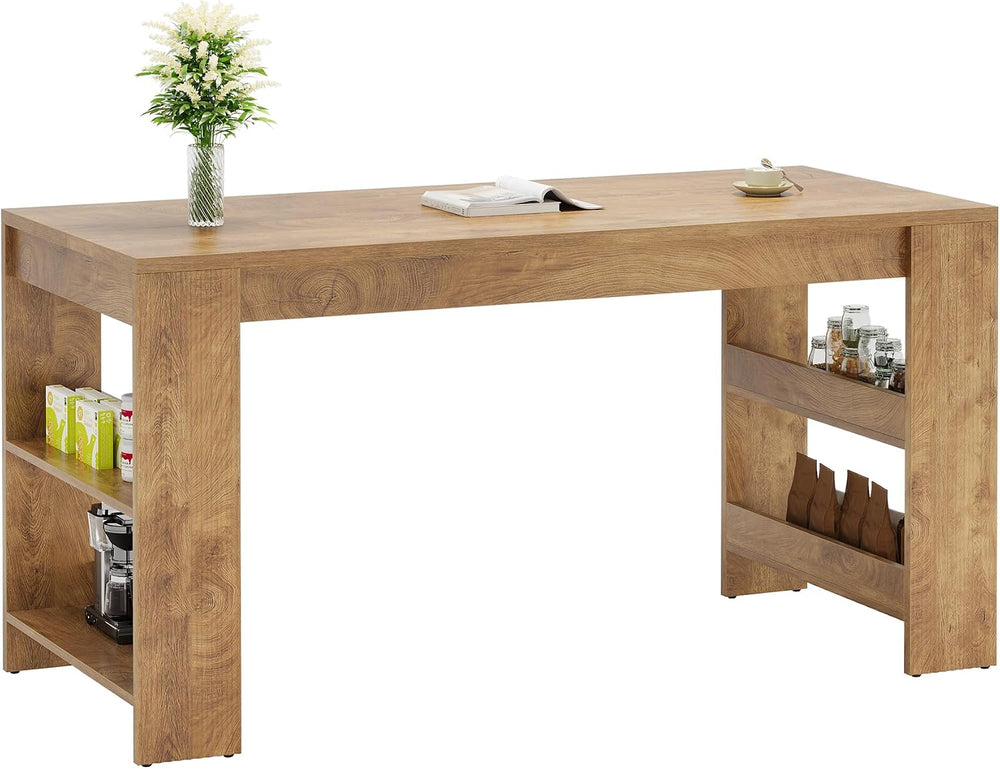 Tribesigns 63" Bar Table, Farmhouse Counter Height Pub Table with Storage