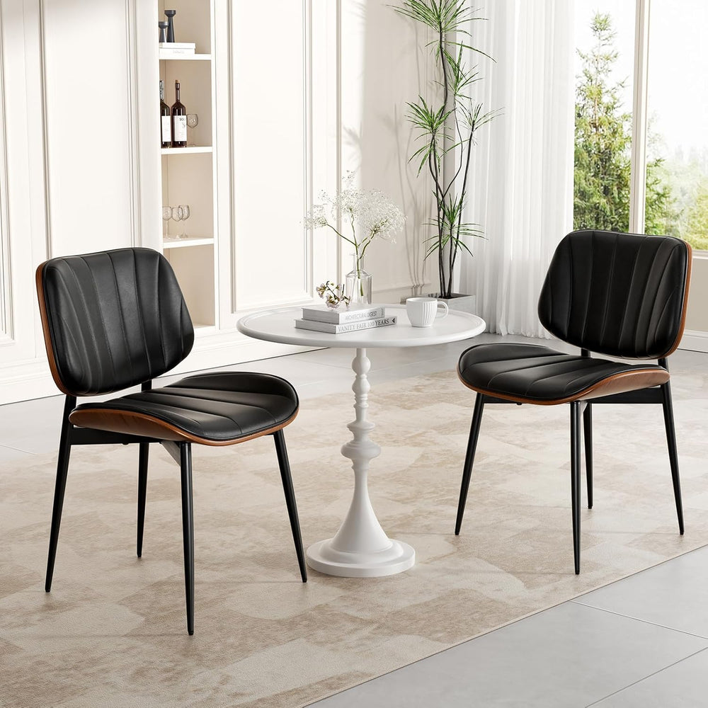 Dining Chairs Set of 2, Mid Century Modern Dining Room Chair, Upholstered Fau...