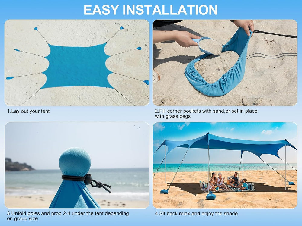 Beach Tent Sun Shelter, Camping Sun Shelter 11x 14FT with 22mm Thickened Alum...