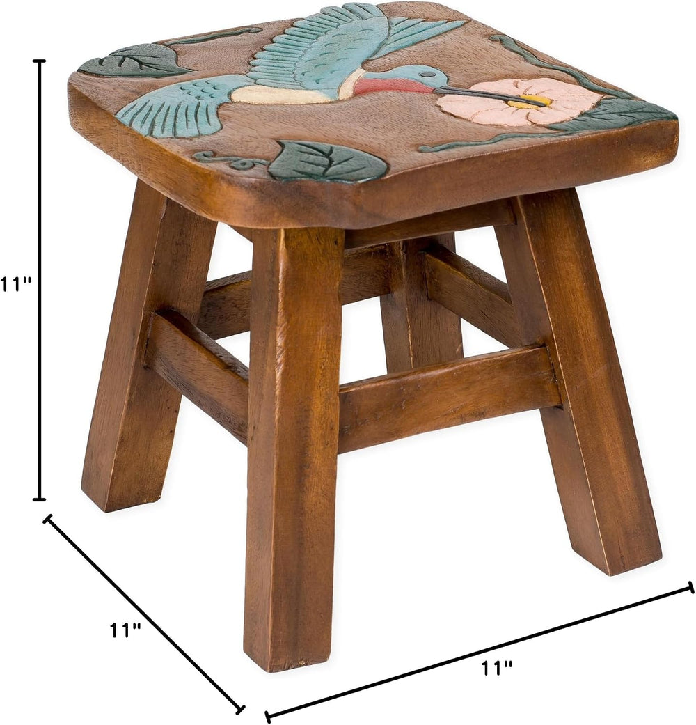 Hummingbird Bird Hand-Carved Acacia Hardwood 11 inch Decorative Animal Foot R...