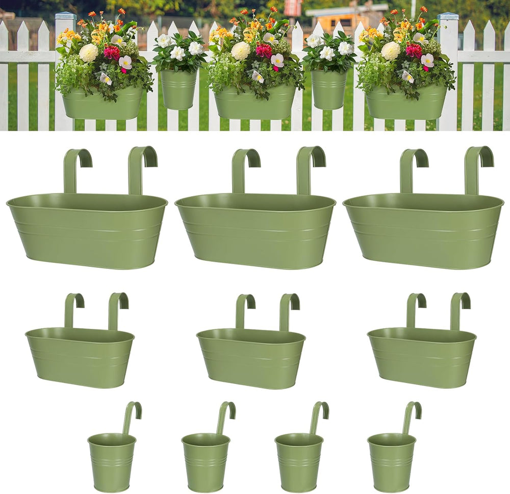 3 Different Size Metal Iron Hanging Flower Pots 10 Pcs for Outdoor Plants Met...