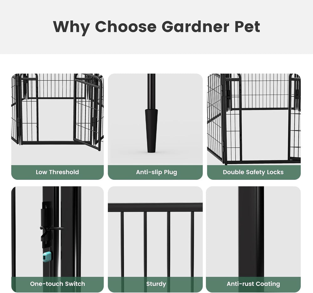 40 in(H) Garden Fence Outdoor for Yard with 2 Gravity Automatic Lock Gates,He...