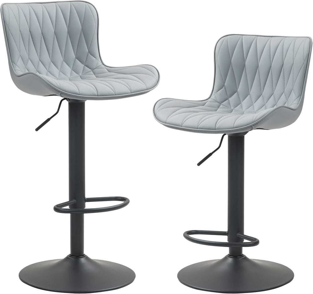 Finnhomy Bar Stools Set of 2, Modern 360° Swivel Faux Leather Bar Stools, 24&...