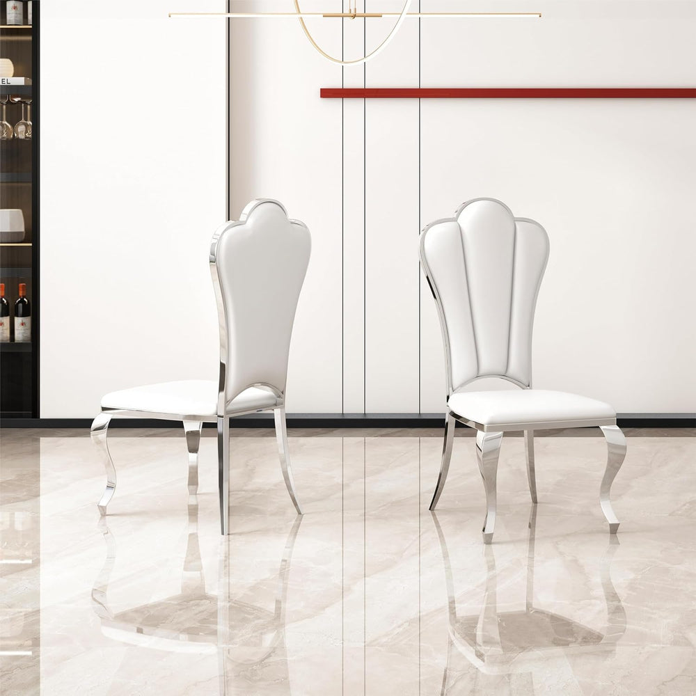 HomVent Leatherette Stainless Steel Dining Chairs Set of 4,Comfortable Uphols...