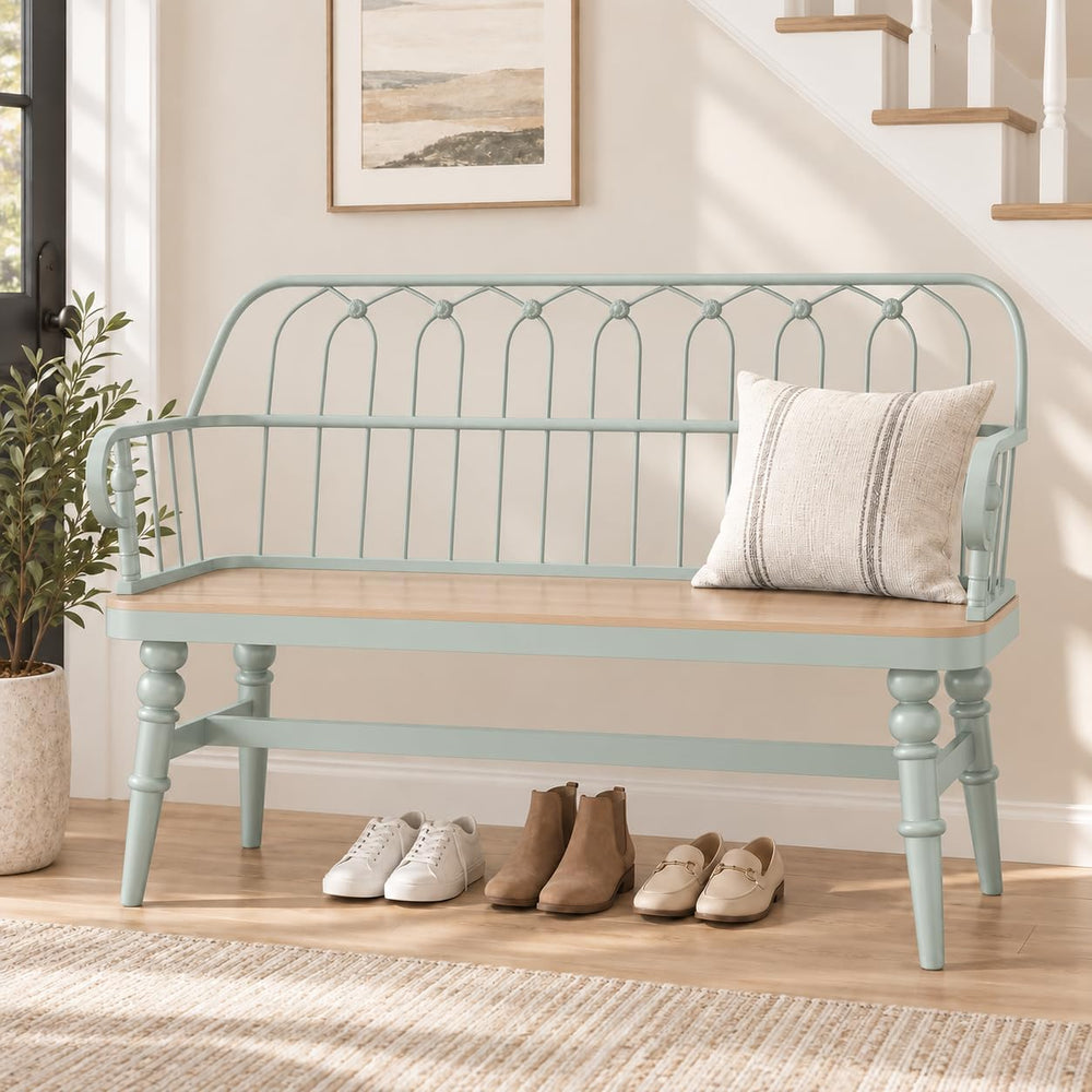 DIBRATY Entryway Bench,Spindle Back Wooden Dinning Bench, Farmhouse Foyer Ben...
