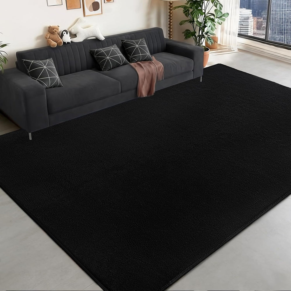 Large Area Rugs for Living Room Bedroom 6x9 Black Rug Ultra Soft