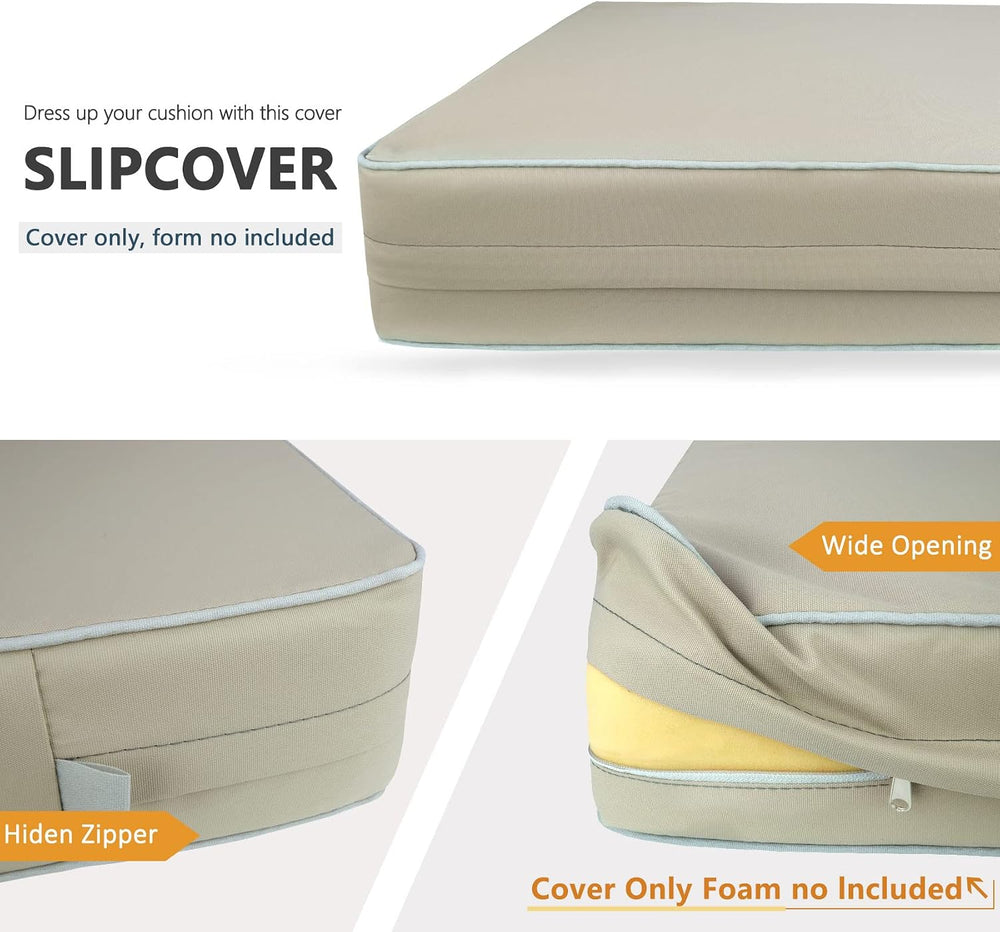 Porch Shield Patio Seat Cushion Covers 4 Packs, 20"x18"x4", Beige