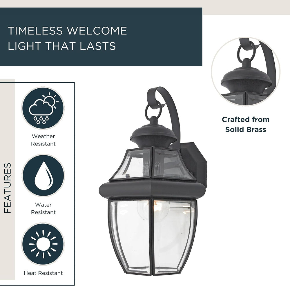 Quoizel Newbury 14" Outdoor Wall Lantern, Mystic Black