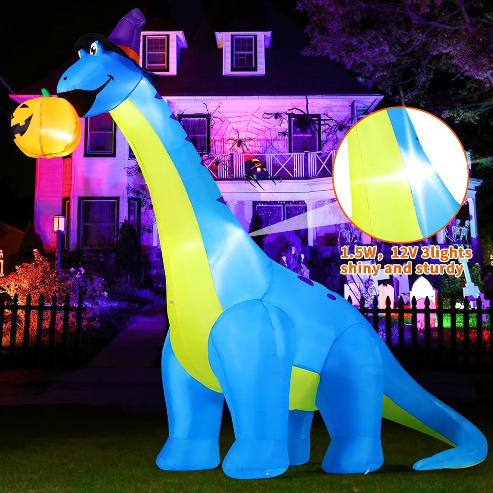 COMIN 10 FT Halloween Animated Inflatable Dinosaur Pumpkin with Shake Head
