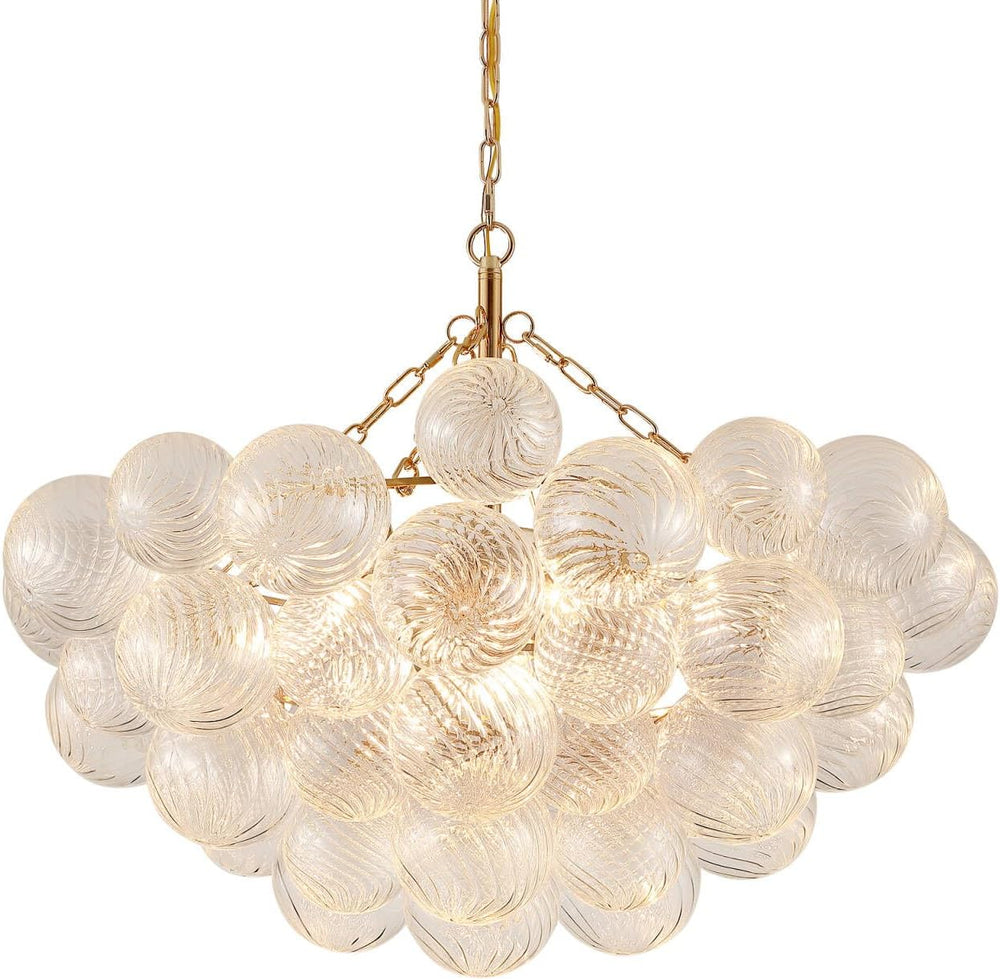 MEIXISUE Modern Glass Chandelier,9 Light Nordic Bubble Ball Swirled Glass Glo...
