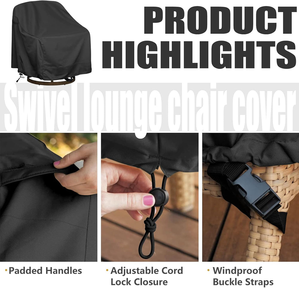 Outdoor Swivel Lounge Chair Cover 2 Pack, Waterproof 420D Patio Chair Cover