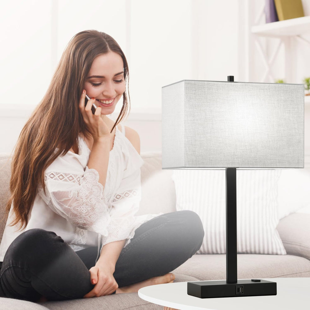 21" Touch Bedside lamps with 2 USB & AC Outlets, 3-Way Dimmable Beds...