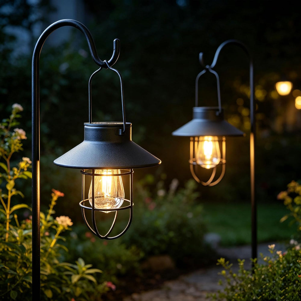 Solar Lantern 2pack Outdoor Hanging Light- Waterproof Vintage Metal Light wit...