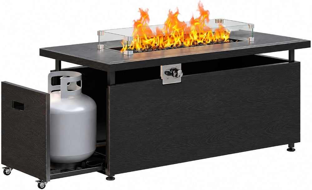 Ciays 51" 4-in-1 Propane Fire Pit Table, 60000 BTU with Glass Wind Guard