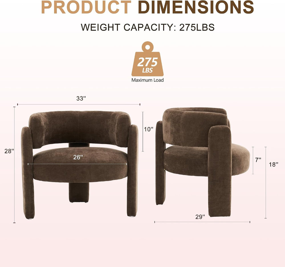 Modern Accent Barrel Chair,Mid Century Single Armchair with Curved Backrest U...