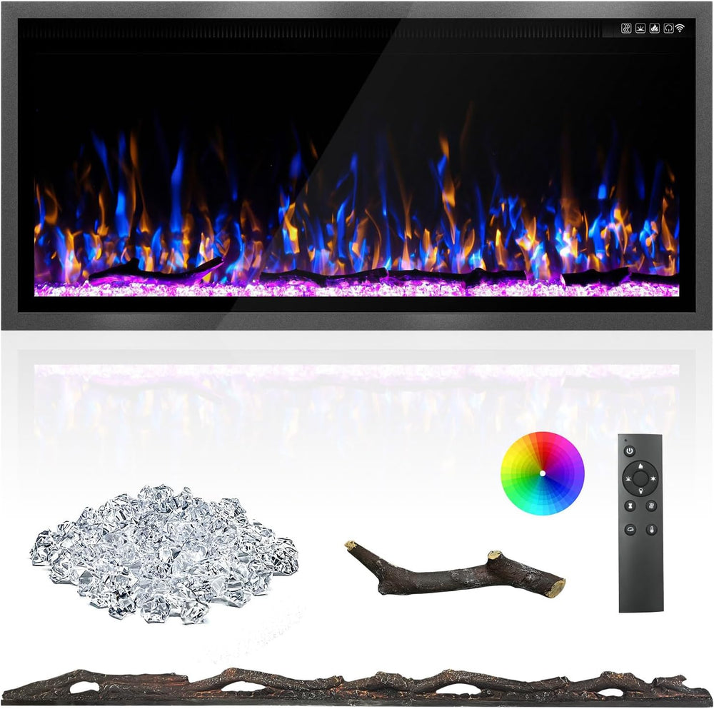 Kucreiheat 42 Inch Electric Fireplace Aluminum Frame-Ultra Silm Fireplace Rec...