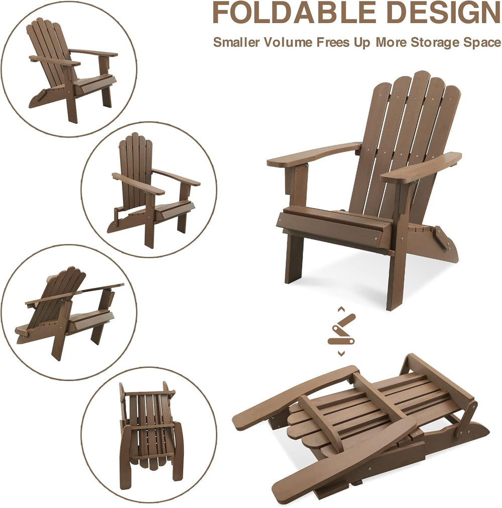 Folding Adirondack Chair, Poly Lumber Fire Pit Chairs, Brown