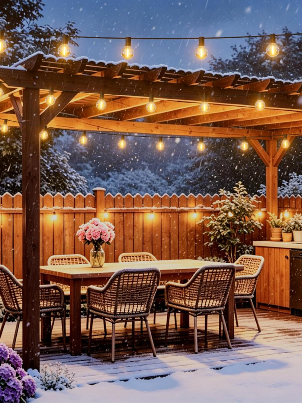 LACHON Outdoor String Lights Waterproof 200 FT with 100 G40 IP65 Bulbs