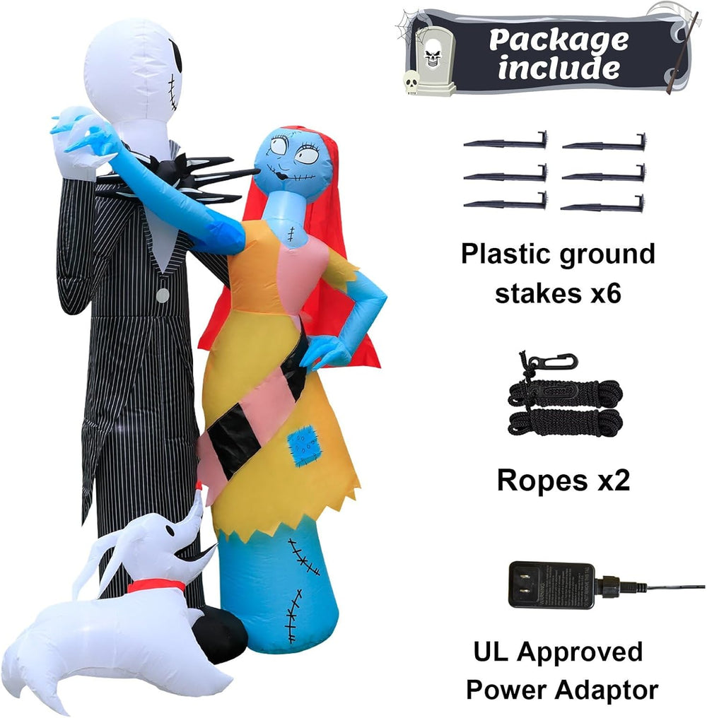6FT Halloween Outdoor inflatables Decorations,Blow Up Skeleton and Dog Decora...
