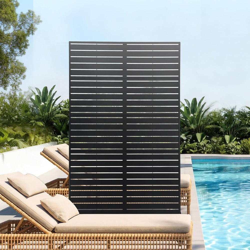 VEVOR Metal Privacy Screen, 44" W x 72" H Freestanding Modern Priva...