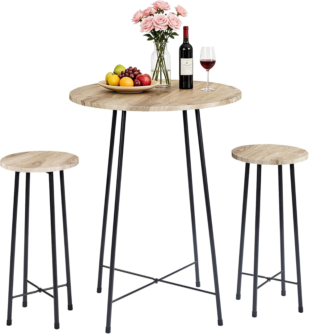 VECELO 3 Piece Pub Table and Chairs Sets Counter Height Bistro Bar Sets with ...