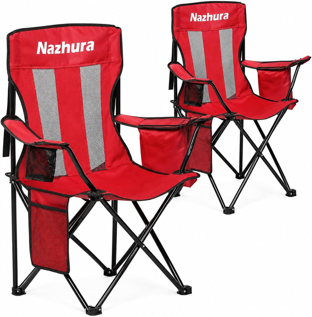 Nazhura 2 Pack Outdoor Camping Chairs Folding/Foldable/Portable with Cooler P...