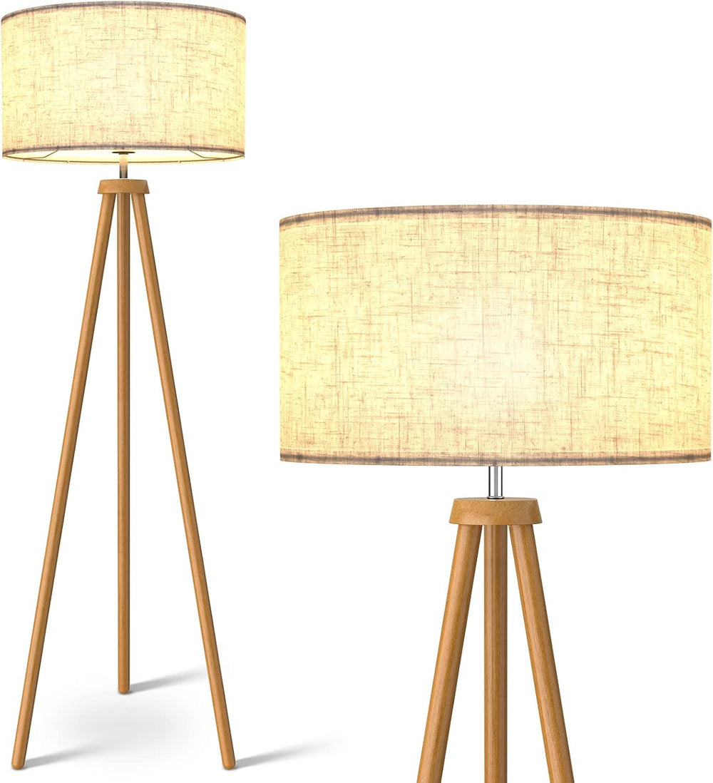 LEPOWER Wood Tripod Floor Lamp, Mid Century Standing Lamp for Living Room