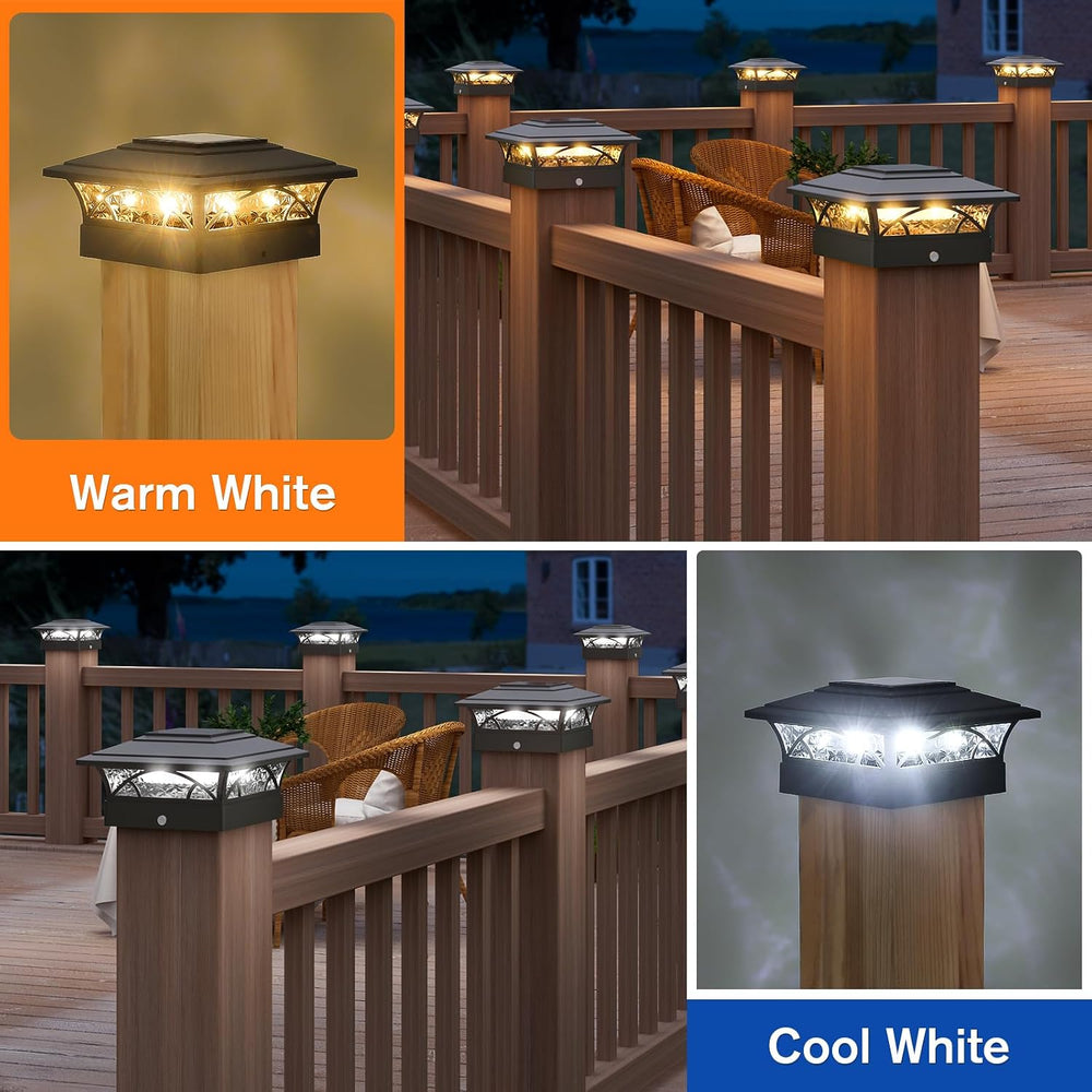 APONUO Solar Post Cap Lights 16 Pack - 4x4 5x5 6x6 Fence Post Lights, Auto On...