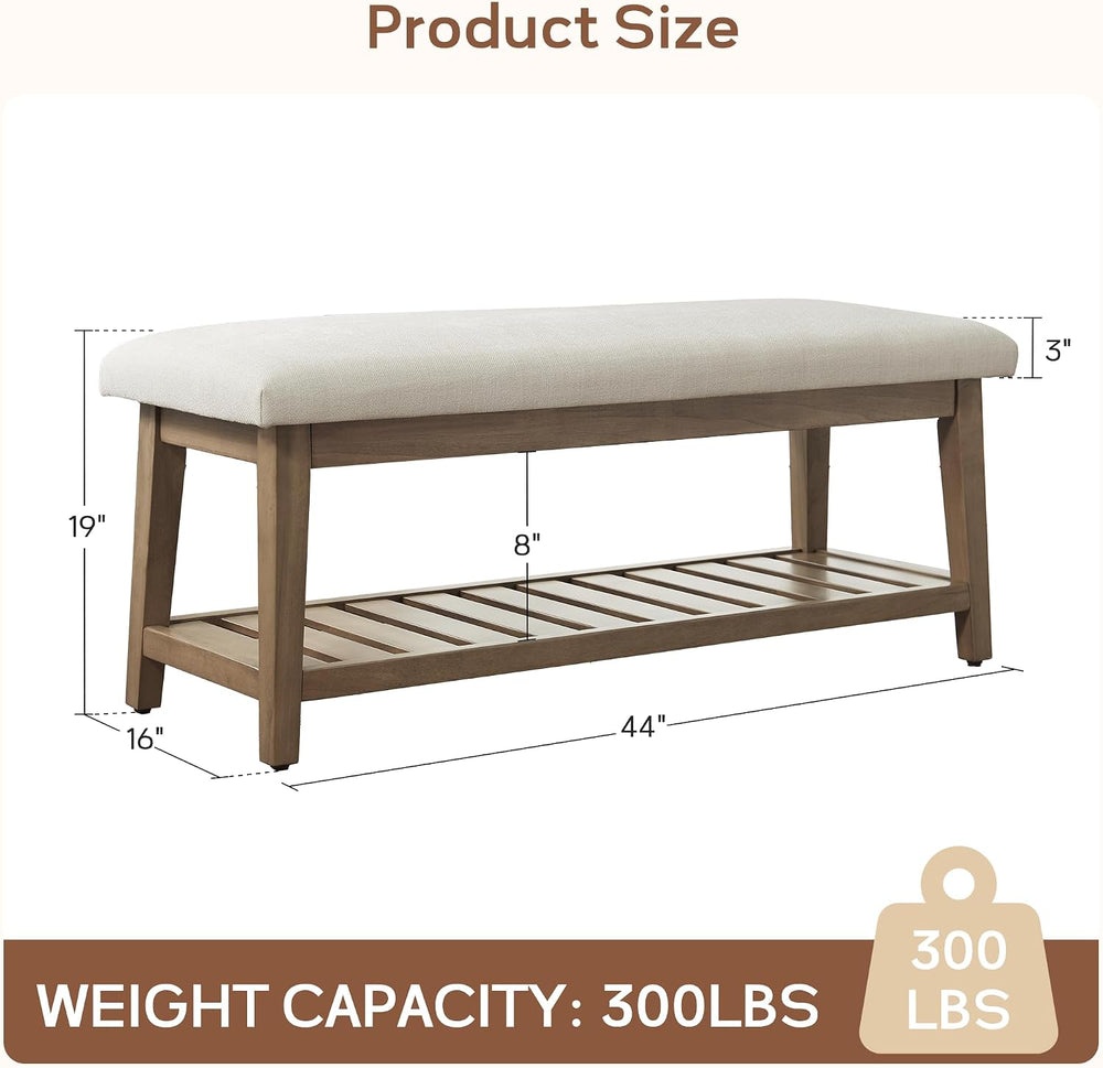 Zihanhome Entryway Shoe Bench, End of Bed Bench,Upholstered Bench(Beige)