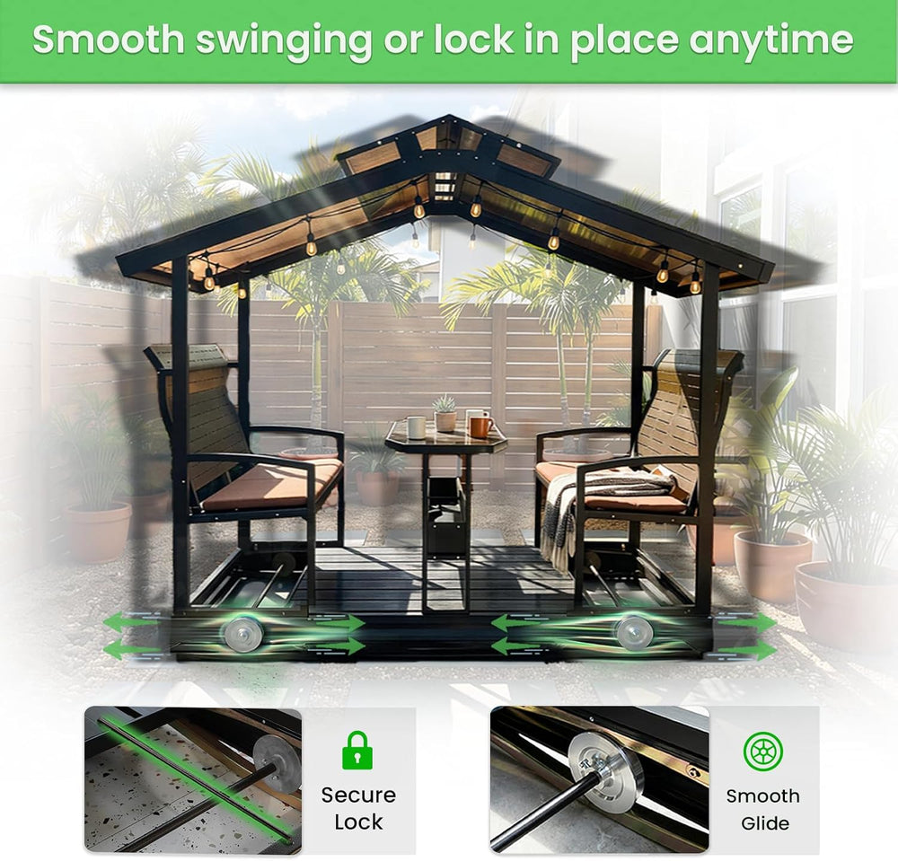 OUDE 4 Seats Hardtop Patio Porch Swing, Heavy Duty 1500 lbs Capacity Aluminum...