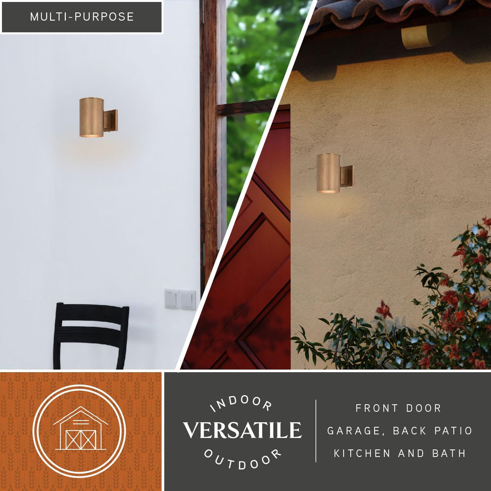 VAXCEL Chiasso Modern Outdoor Porch Light, 5" W x 7.25" H Gold Bras...