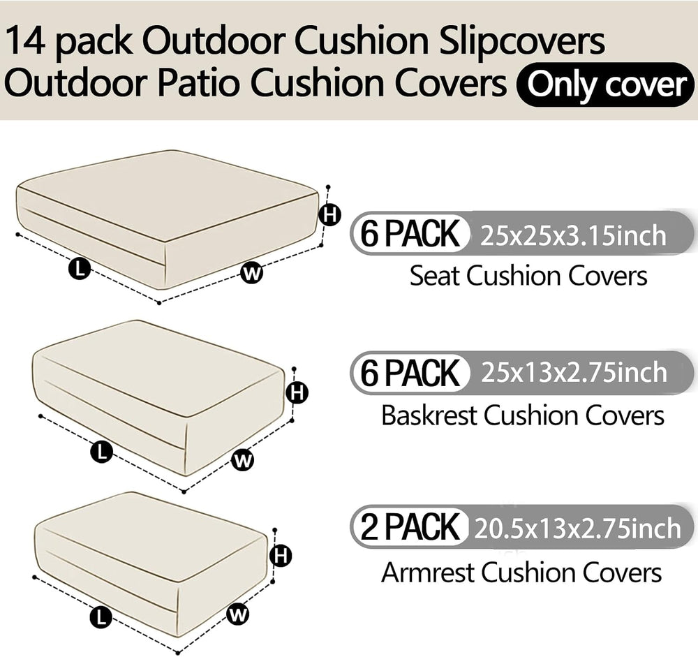 14Pieces Patio Cushion Covers Replacement Outdoor Couch Cushions Covers Splas...