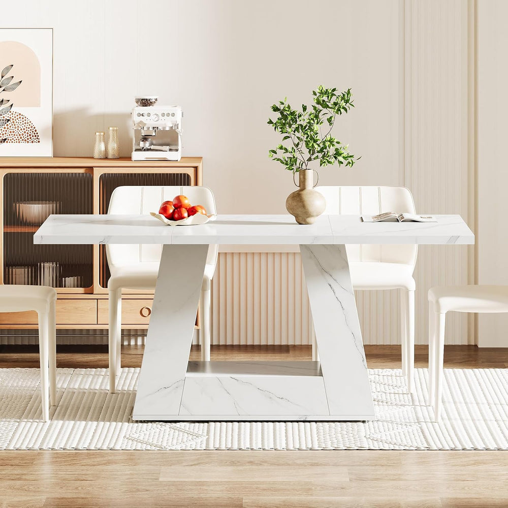 Tribesigns Dining Table for 4 to 6 People, 63" Rectangular Dining Room T...
