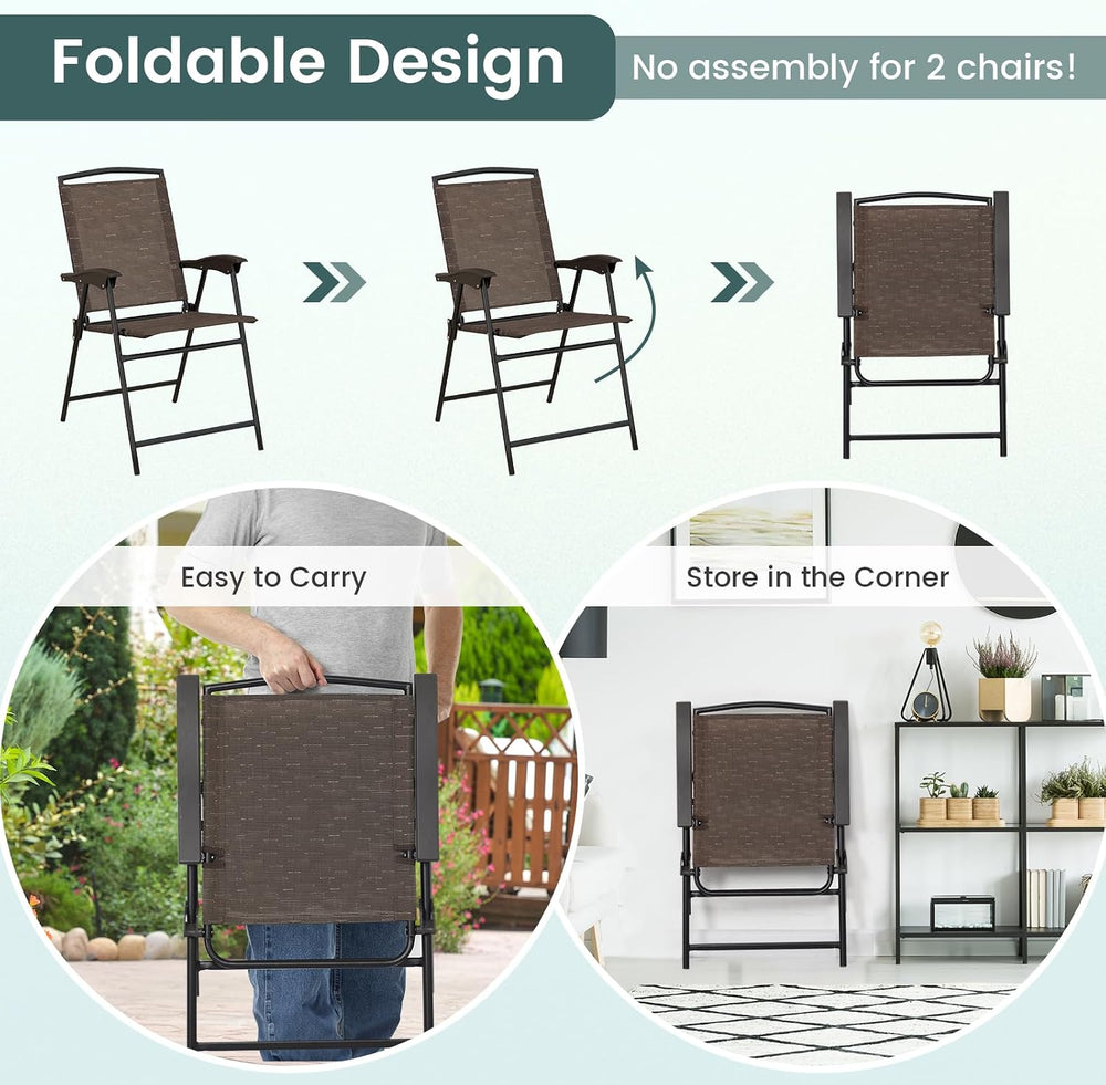 S AFSTAR 3-Piece Patio Dining Set, Steel Bistro Table and Chairs Set of 2 w/F...