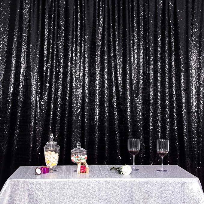 SquarePie Sequin Backdrop Less Transparent Background Sparkly Curtain for Wed...