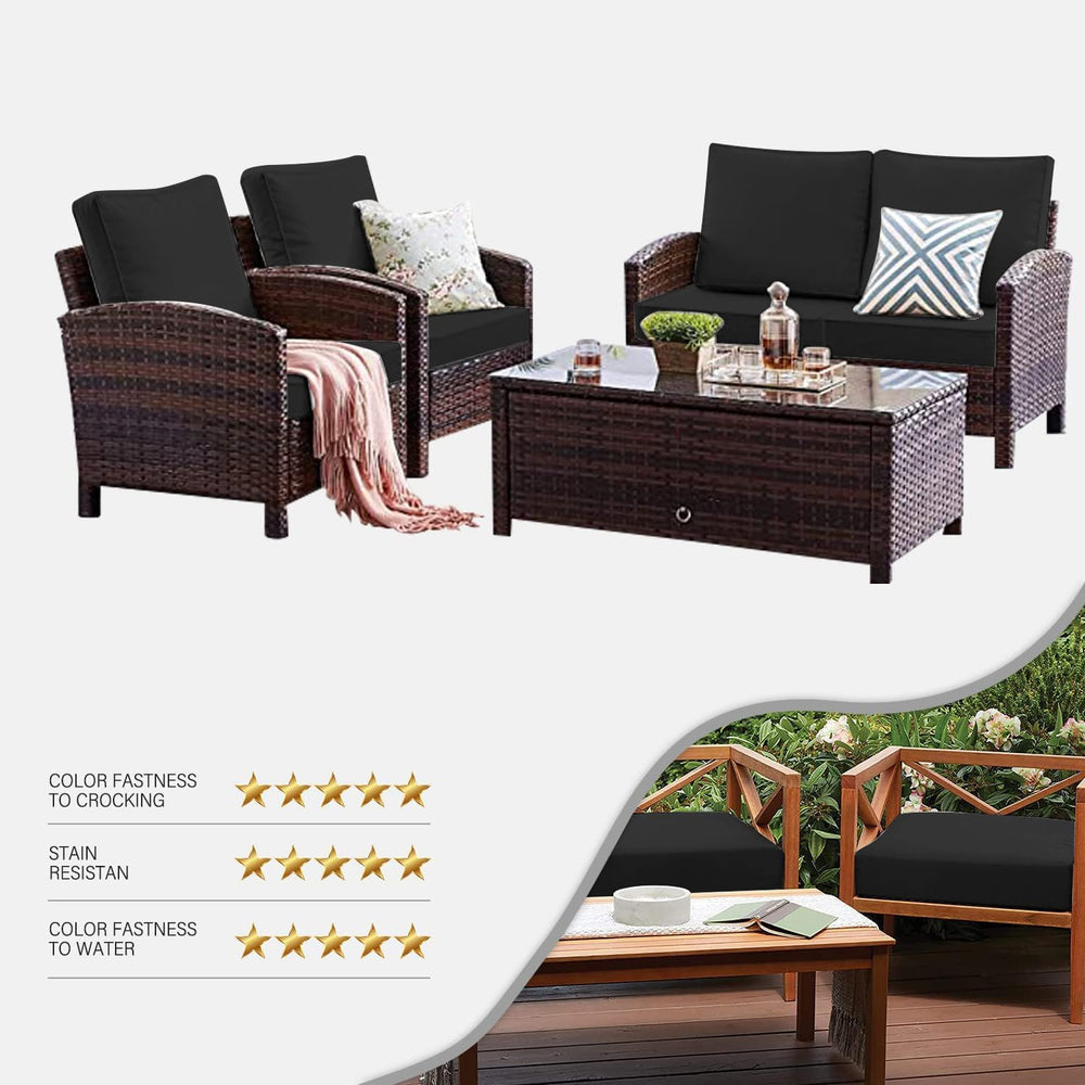 VAKADO Outdoor Patio Furniture Chair Cushion Replacement Covers Set of 4 Wate...