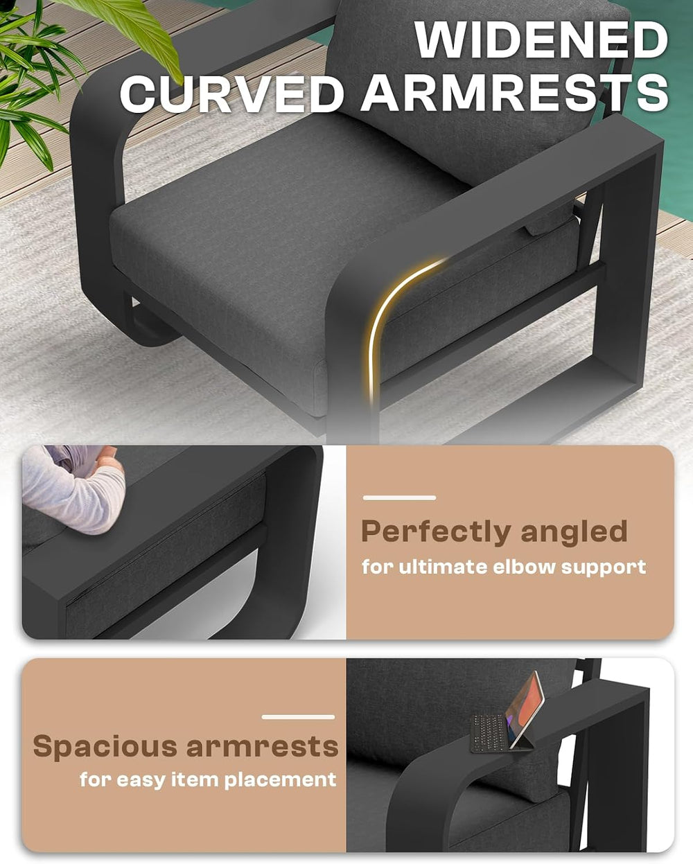 Oversized Aluminum Outdoor Furniture Set, Extra Large Patio Furniture Sofa Se...