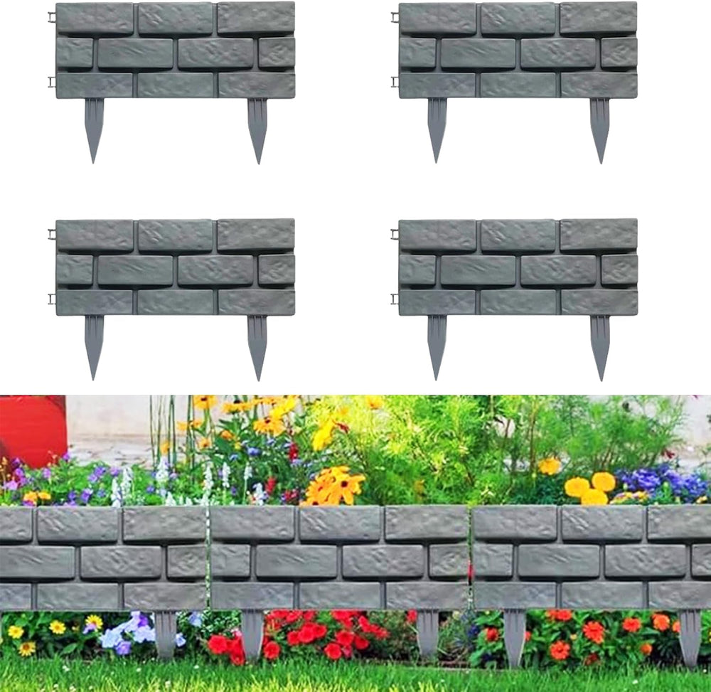 Brick Effect Garden Fence,Flower Bed Border Detachable Splicing Garden Fence,...