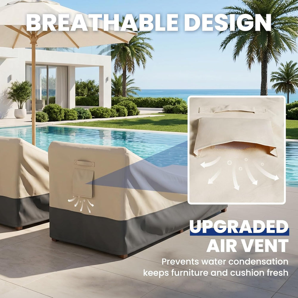 Extra Heavy Duty Patio Chaise Lounge Cover Waterproof 2 Pack - Lounge Chair C...