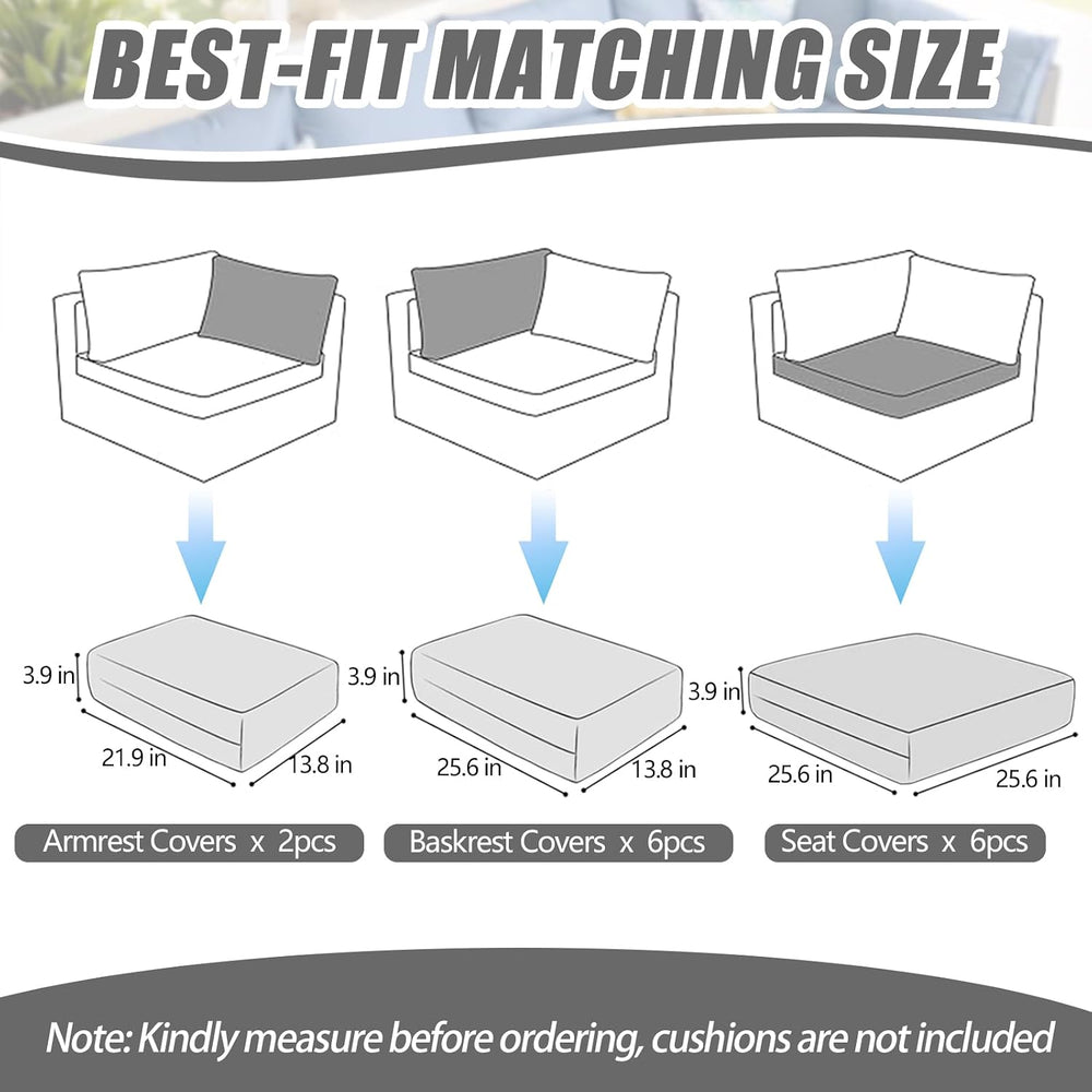 14 Pcs Patio Cushion Covers Replacement Outdoor Couch Cushions Covers Splashp...