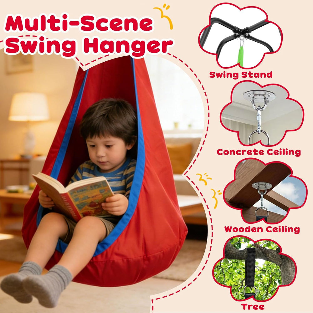 Sensory Swing Stand with Pod Swing, Metal Sensory Swing Set Frame for Indoor ...