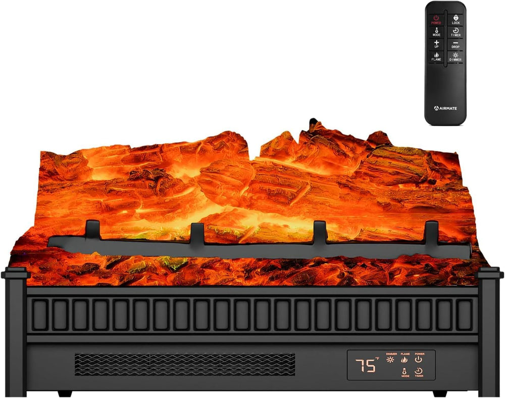 AIRMATE 1500W Electric Fireplace Heater, 22In Electric Fireplace Insert Logs,...