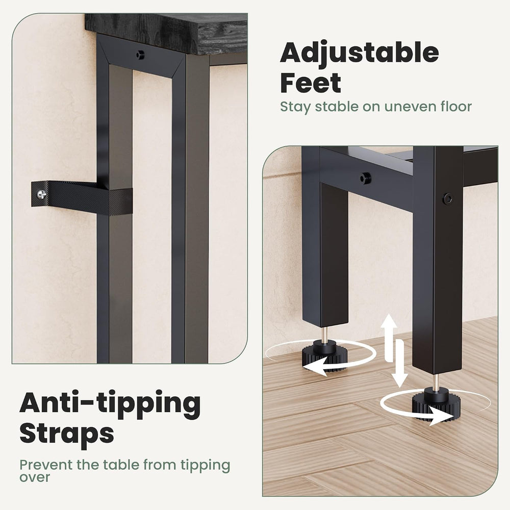GRLEAF 90" Sofa Table with Built-in Power Strip (4 AC Outlets & 4 US...