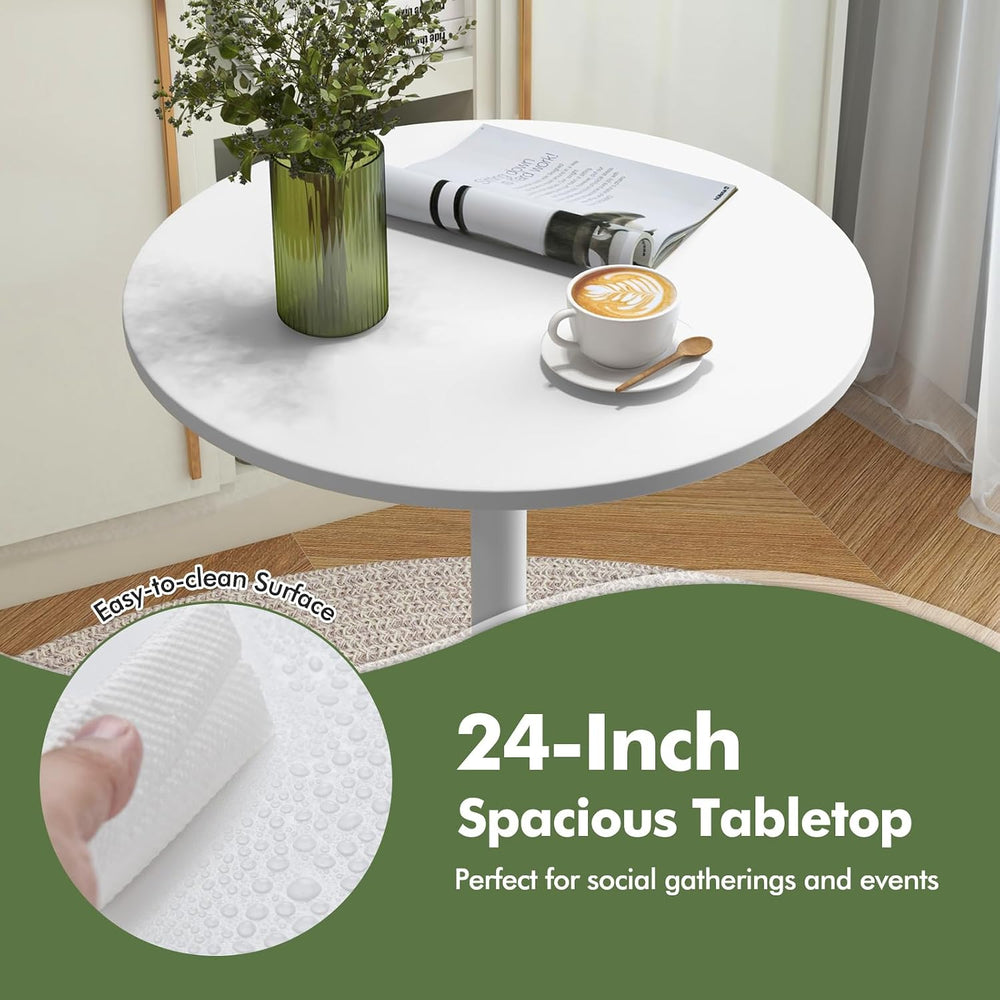 COSTWAY Round Bistro Table, Height Adjustable Bar Height Cocktail Table