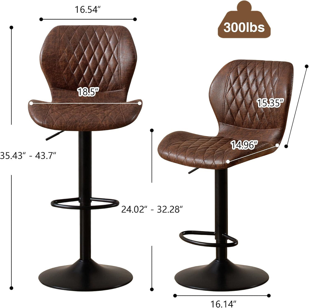 Bar Stools Set of 2, Modern Swivel Counter Height Barstools for Kitchen Islan...